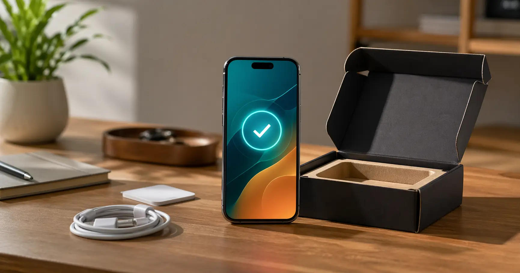Airtalk Wireless package and smartphone showcasing a free iPhone option