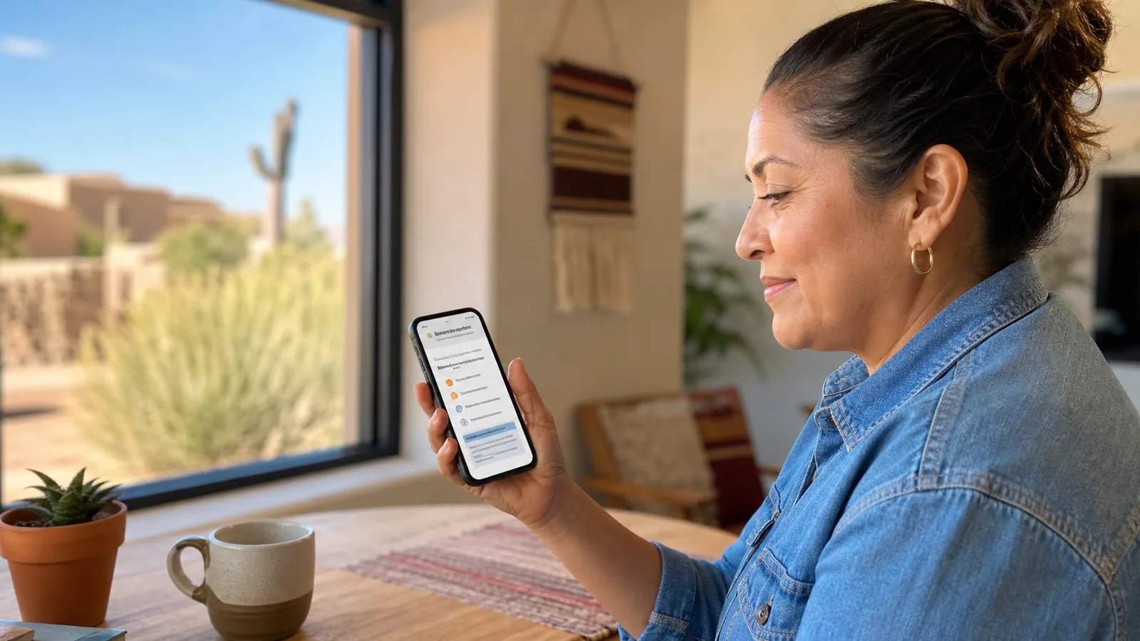 Arizona resident checking Lifeline phone options on a smartphone