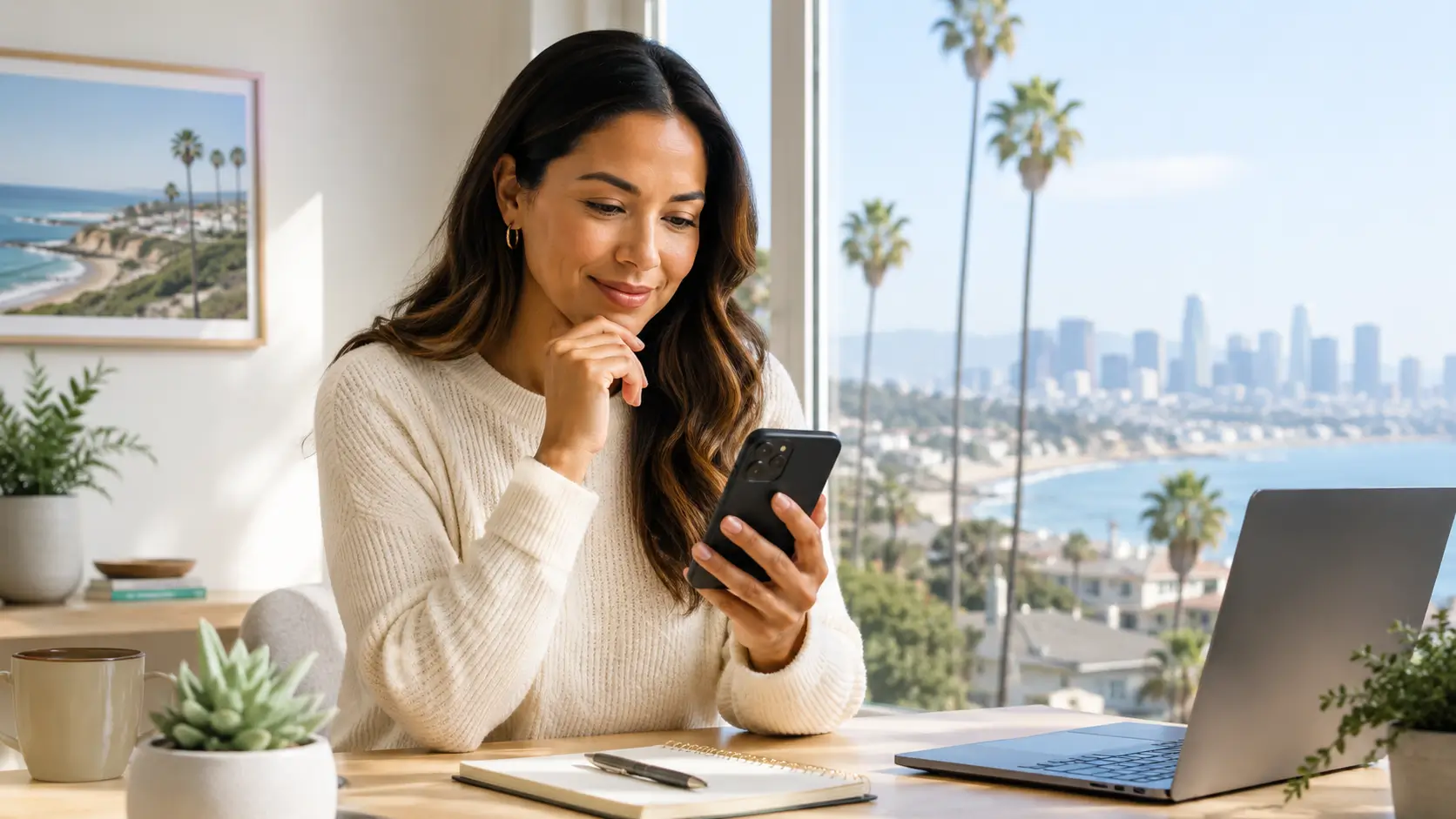 California resident checking Lifeline iPhone and phone options on a smartphone
