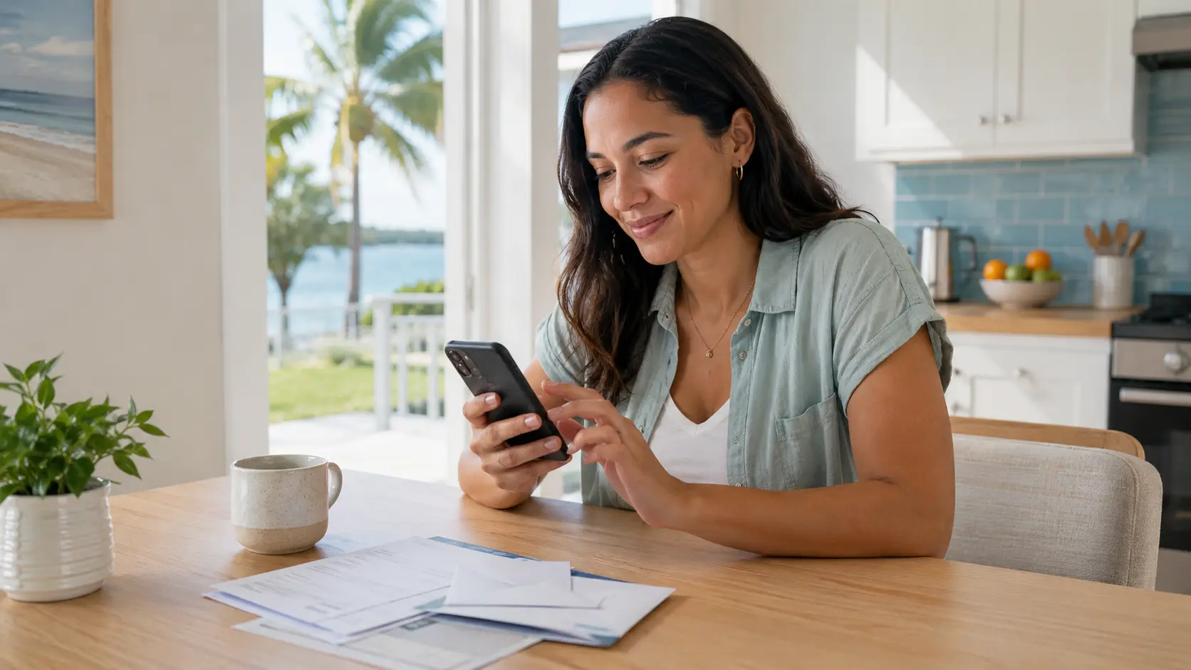 Florida resident checking Lifeline free phone options on a smartphone
