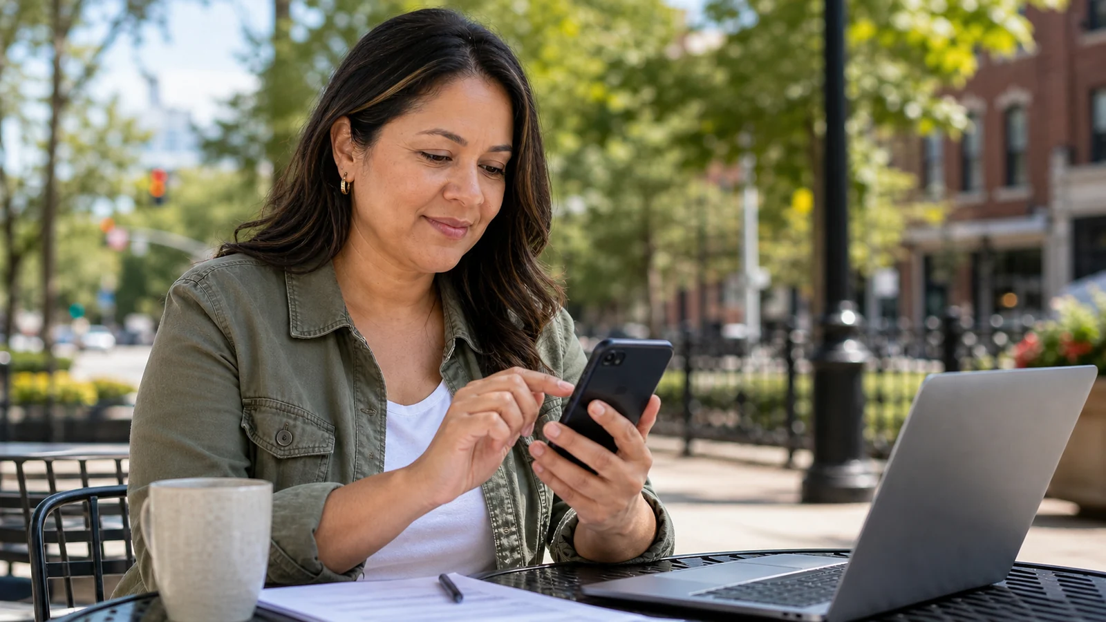 Virginia resident checking Lifeline phone options on a smartphone
