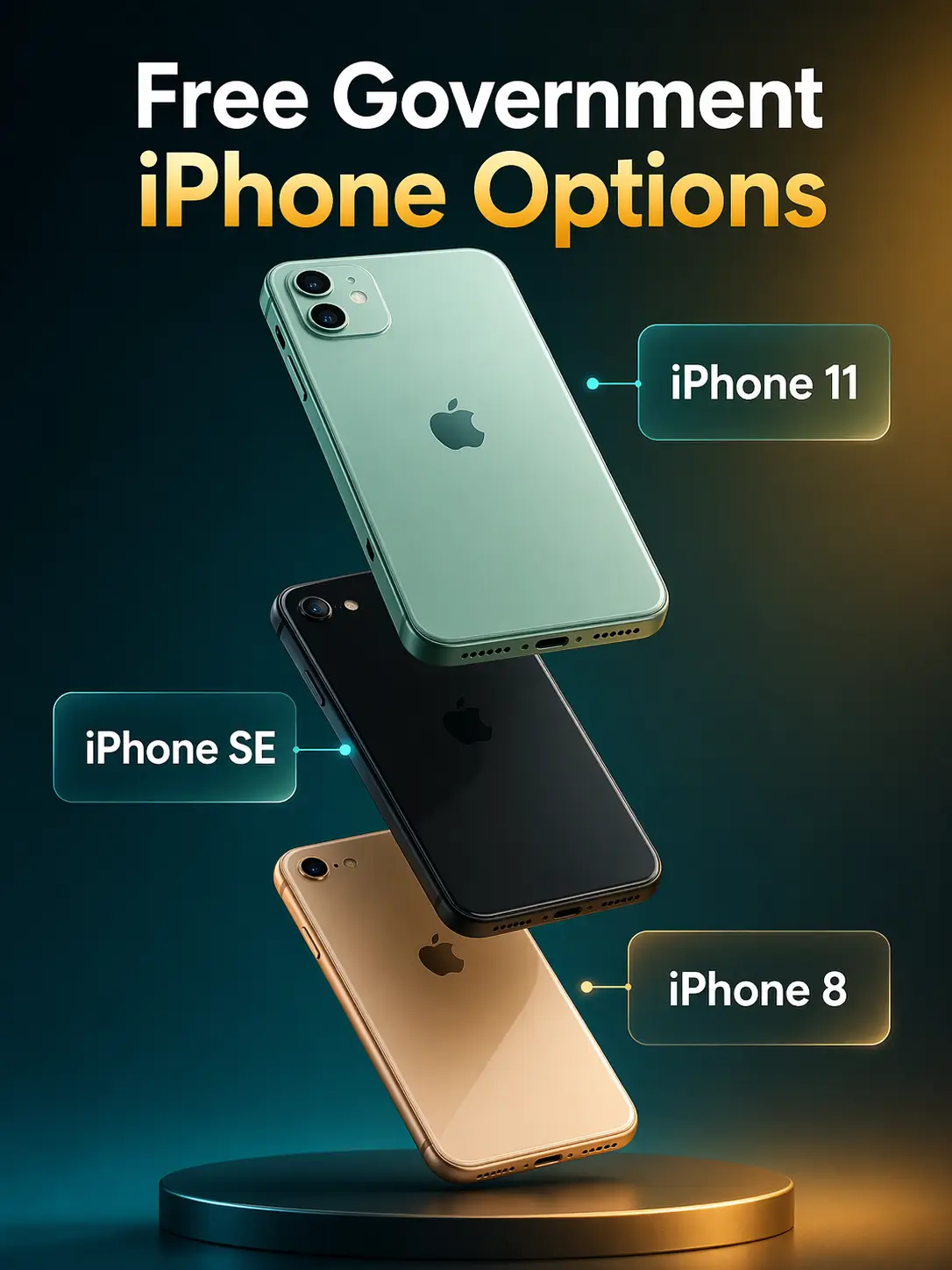 Infographic showing the realistic iPhone models available through Lifeline in 2026