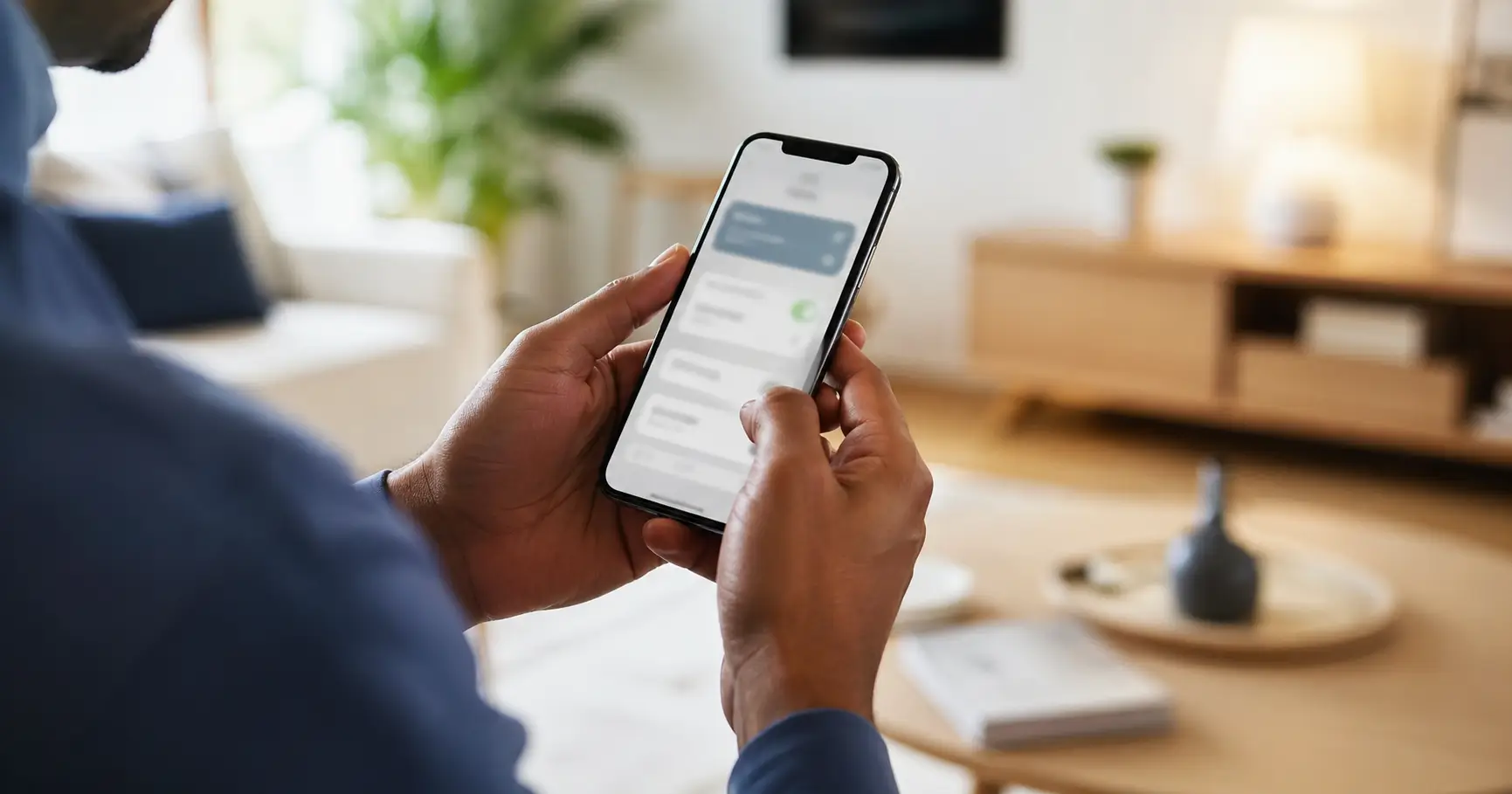 Person holding a modern smartphone checking their Lifeline application status