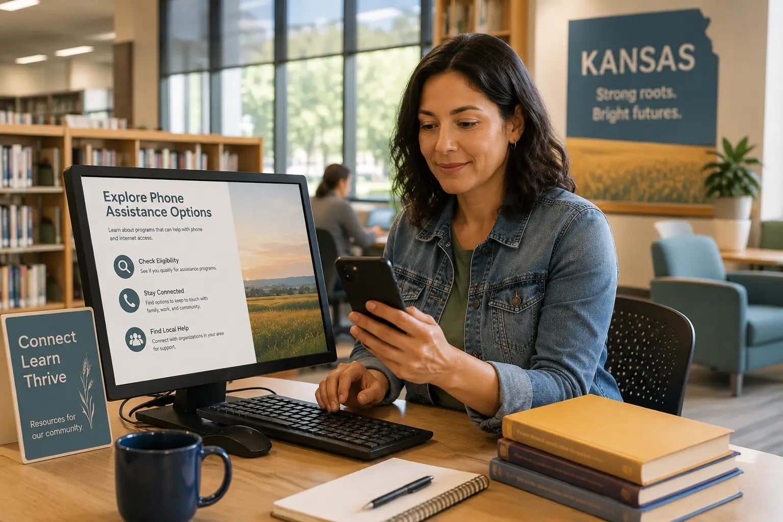 Kansas public library computer and smartphone access for Lifeline phone research