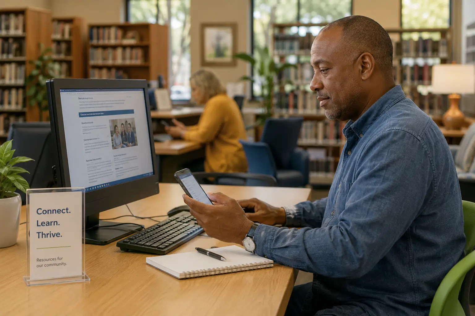 Louisiana public library digital access scene for Lifeline phone help