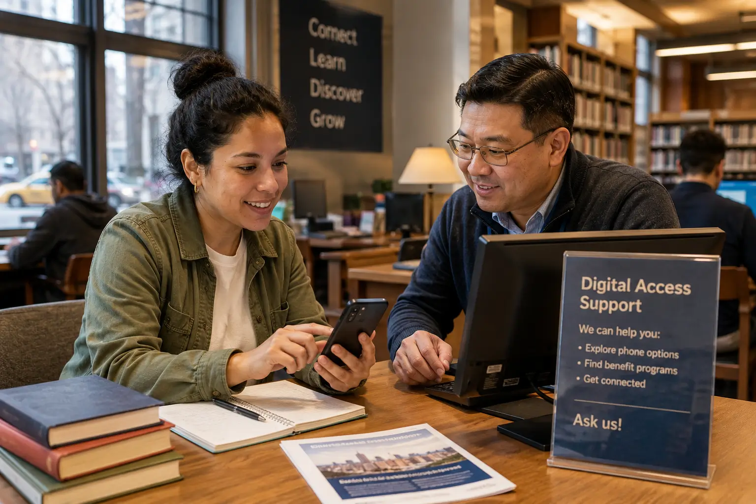 New York public library digital access support for Lifeline phone options