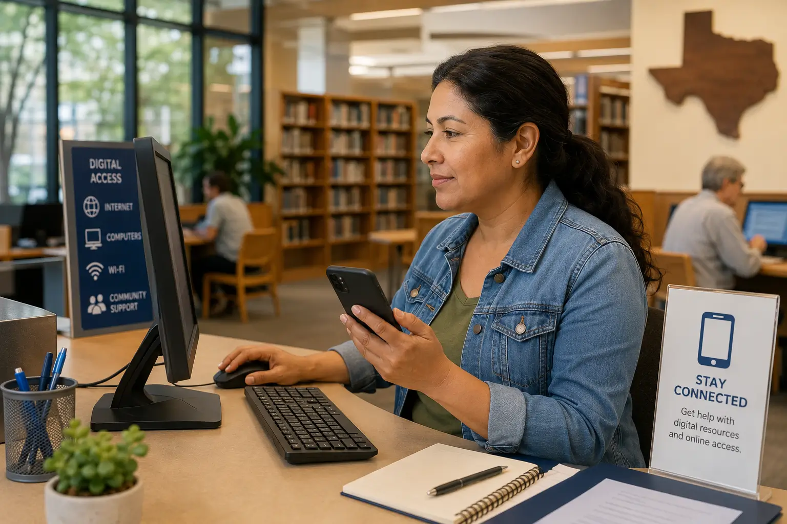 Texas public library digital access support for Lifeline phone applications
